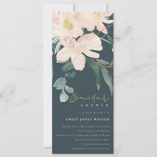 GRAY BLUSH FLORAL BUNCH WATERVERF VRIJGEZELLENFEES KAART (Voorkant)