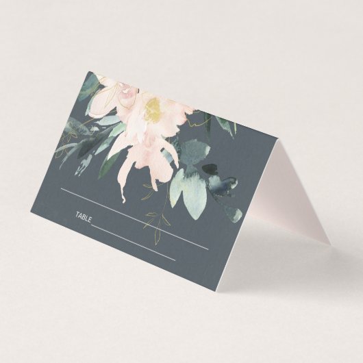 GRAY BLUSH FLORAL WATERVERF WEDDING PLACE KAARTEN (Voorkant)