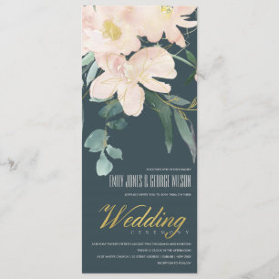 GRAY BLUSH GOLD FLORAL BUNCH WATERVERF WEDING KAART
