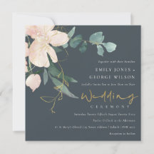 GRAY BLUSH GOLD FLORAL BUNCH WATERVERF WEDING