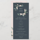GRAY BLUSH GOLD FLORAL WEDDING CEREMONY PROGRAMMA (Voorkant / Achterkant)