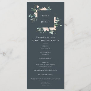 GRAY BLUSH GOLD FLORAL WEDDING CEREMONY PROGRAMMA