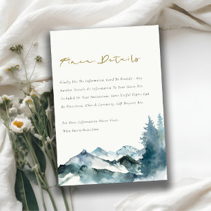 Gray Blush Green Blue Mountain Pine Wedding Detail Informatiekaartje