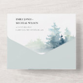 GRAY BLUSH GREEN BLUE MOUNTAINES PINE WEDDING ALL IN ONE UITNODIGING (Achterkant)