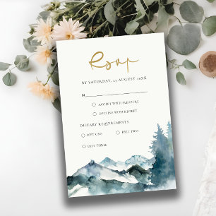GRAY BLUSH GREEN BLUE MOUNTAINES PINE WEDDING RSVP INFORMATIEKAARTJE
