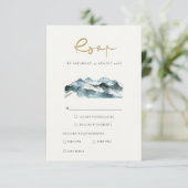 GRAY BLUSH GREEN BLUE MOUNTAINES PINE WEDDING RSVP INFORMATIEKAARTJE (Staand voorkant)
