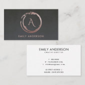 GRAY BLUSH PINK BRUSH STROKE CIRCLE LOGO MONOGRAM VISITEKAARTJE (Voorkant / Achterkant)