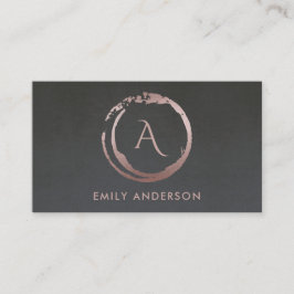 GRAY BLUSH PINK BRUSH STROKE CIRCLE LOGO MONOGRAM VISITEKAARTJE