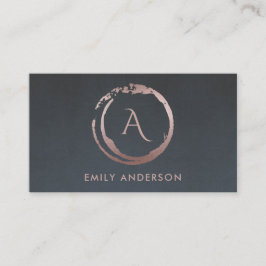GRAY BLUSH PINK BRUSH STROKE CIRCLE LOGO MONOGRAM VISITEKAARTJE