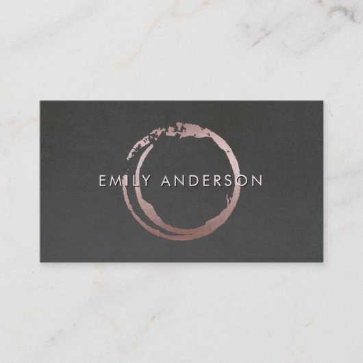 GRAY BLUSH PINK BRUSH STROKE CIRCLE MARK LOGO VISITEKAARTJE (Voorkant)