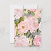 Gray | Blush Roze Pioenen Bruiloft RSVP Kaartje (Achterkant)