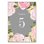 Gray | Blush Roze Pioenen Waterverf Bruiloft Kaart (Achterkant)