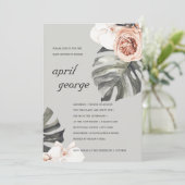 GRAY BLUSH RUST FLORA MONSTRERA BABY SHOWER INVITE BEDANKKAART (Staand voorkant)