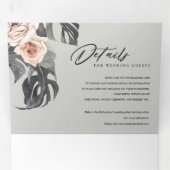 GRAY BLUSH RUST MONSTERA FLORA WATERVERF WEDING DRIELUIK UITNODIGING (Binnenzijde eerst)