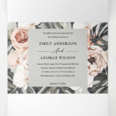 GRAY BLUSH RUST MONSTERA FLORA WATERVERF WEDING DRIELUIK UITNODIGING (Binnenkant midden)