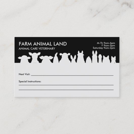 Gray Boerderij Animal Appointment Visit Veterinari Visitekaartje (Achterkant)