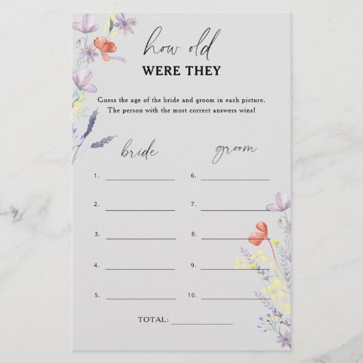 Gray Boho Floral Hoe oud waren ze in het bruidsspe (Voorkant)