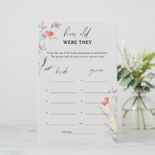 Gray Boho Floral Hoe oud waren ze in het bruidsspe (Staand voorkant)