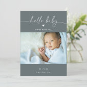 Gray Boho Photo Hello Baby Announcement Card Kaart (Staand voorkant)