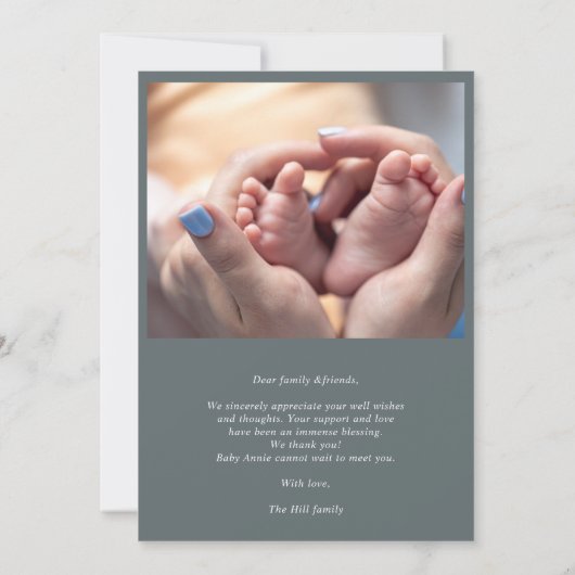 Gray Boho Photo Hello Baby Announcement Card Kaart (Achterkant)