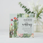 GRAY BOHO PINK FLORAL DESERT CACTI FOLIAGE WEDDING KAART (Staand voorkant)