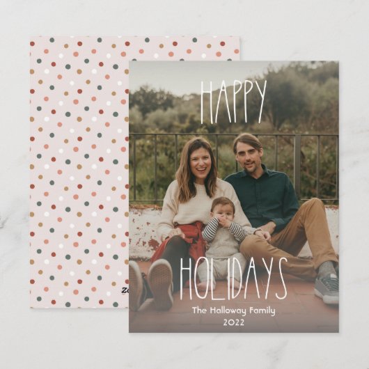 Gray Boho Polka Dot Gradiënt Volledige foto Feestdagenkaart (Voorkant / Achterkant)