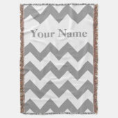 Gray Bold Chevron met aangepaste naam Deken (Voorkant Verticaal)