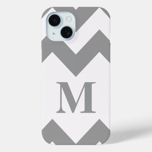 Gray Bold Chevron met monogram Case-Mate iPhone Case (Achterkant)