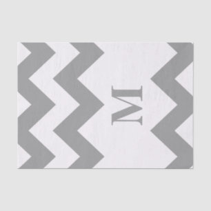 Gray Bold Chevron met monogram Tissuepapier