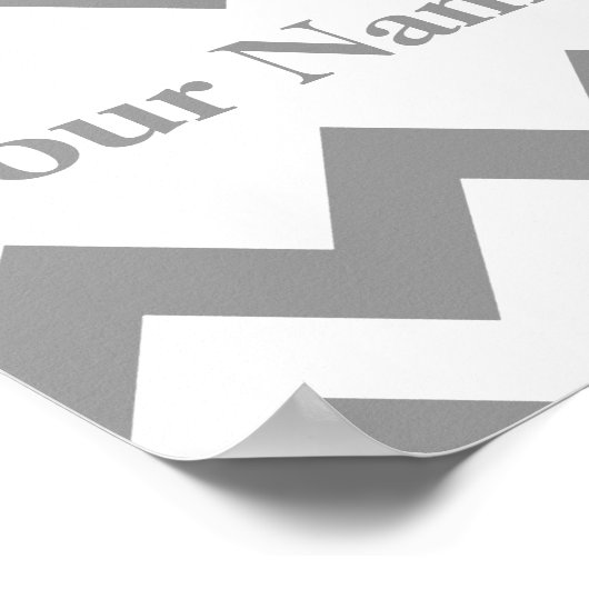 Gray Bold Chevron met naam Poster (Hoek)