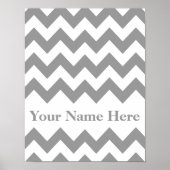 Gray Bold Chevron met naam Poster (Voorkant)