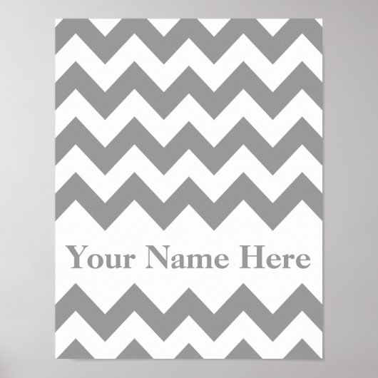 Gray Bold Chevron met naam Poster (Voorkant)