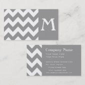 Gray Bold Chevron Monogram Visitekaartje (Voorkant / Achterkant)