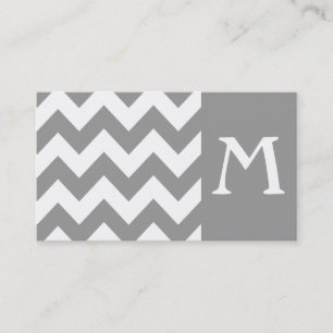 Gray Bold Chevron Monogram Visitekaartje