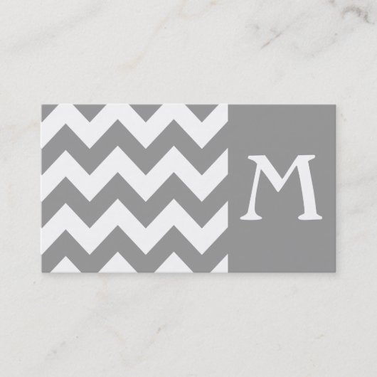 Gray Bold Chevron Monogram Visitekaartje (Voorkant)