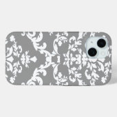 Gray Bold Damask @ Emporiomoffa Case-Mate iPhone Case (Achterkant (horizontaal))