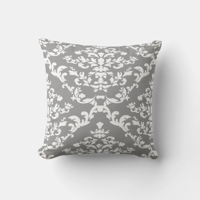 Gray Bold Damask @ Emporiomoffa Kussen (Voorkant)