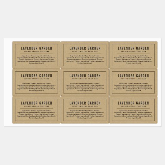 Gray Border & Line Ingredients List Kraft Labels (Vel)
