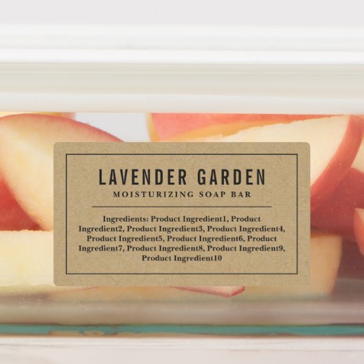 Gray Border & Line Ingredients List Kraft Labels (Aangebracht)