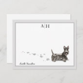 Gray Border Monogram van Scottish Terrier Personal Notitiekaartje (Voorkant / Achterkant)