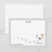 Gray Border Monogram voor gehuurde drager Notitiekaartje (Voorkant / Achterkant)