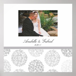 Gray Bouquet Weddenschap Foto Collage Framed Wall  Poster