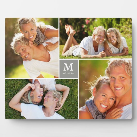 Gray Box Timeless Monogram Weduwfoto Easel Fotoplaat (Voorkant)
