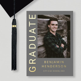 Gray Boy Foto Gold Foil Afstuderen kondiging Folie Uitnodiging