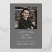 Gray Boy Foto Gold Foil Afstuderen kondiging Folie Uitnodiging (Achterkant)
