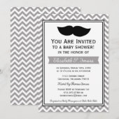 Gray Boy Mustache Chevron Baby shower Kaart (Voorkant / Achterkant)