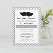 Gray Boy Mustache Chevron Birthday Party Kaart (Staand voorkant)