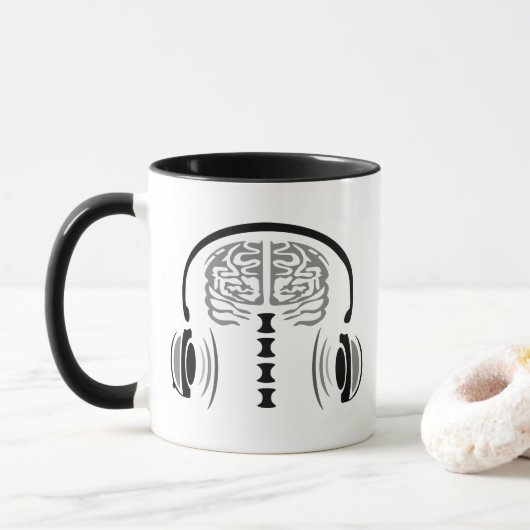Gray Brain Aanbieding aan muziek Mok (Met donut)