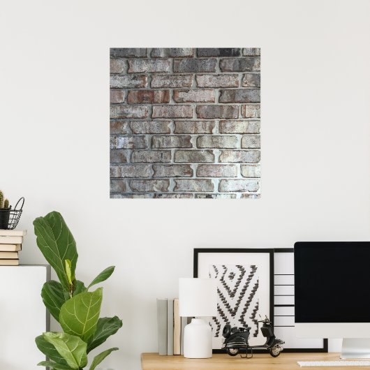 Gray Brick Wall Grunge Bricks Background Texture Poster (Thuiskantoor)