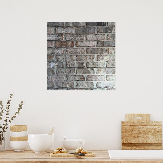 Gray Brick Wall Grunge Bricks Background Texture Poster (Keuken)